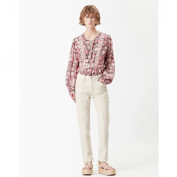 NEW ISABEL MARANT ETOILE BEIGE COTTON PANTS - Picture 9 of 9